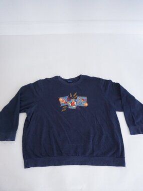 Vintage Basic Edition Navy Fall Apple Embroidered Sweatshirt Cotton Blend  3X